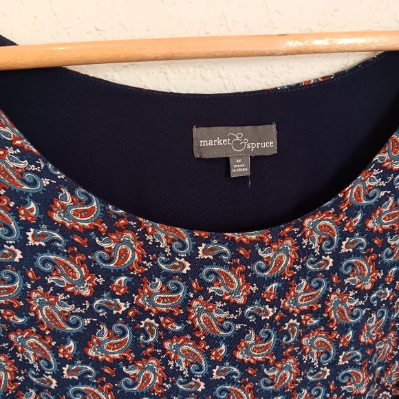 Market Spruce Paisley Sleevless Rayon Midi Dress Woth Tie Waist - Picture 2 of 7